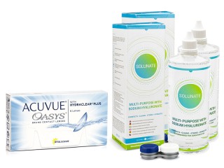 Acuvue Oasys (6 lęšiai) + 2 x Solunate Multi-Purpose 400 ml su lęšių dėklu