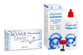 Acuvue Oasys (6 lęšiai) + Oxynate Peroxide 380 ml su lęšių dėklu