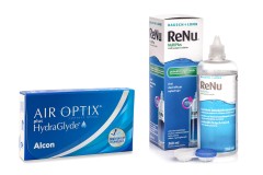 Air Optix Plus Hydraglyde (6 lęšiai) + ReNu MultiPlus 360 ml su lęšių dėklu