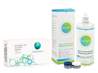 Biomedics 55 Evolution CooperVision (6 lęšiai) + Solunate Multi-Purpose 400 ml su lęšių dėklu
