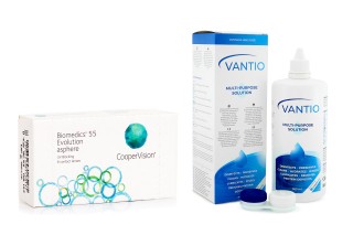 Biomedics 55 Evolution CooperVision (6 lęšiai) + Vantio Multi-Purpose 360 ml su lęšių dėklu