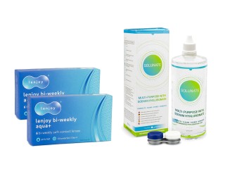 Lenjoy Bi-weekly Aqua+ (12 lęšių) + Solunate Multi-Purpose 400 ml su lęšių dėklu