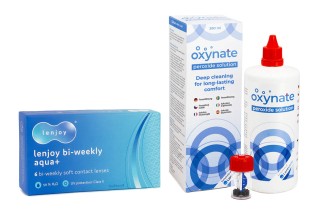 Lenjoy Bi-weekly Aqua+ (6 lęšiai) + Oxynate Peroxide 380 ml su lęšių dėklu