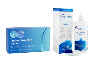 Lenjoy Bi-weekly Aqua+ (6 lęšiai) + Vantio Multi-Purpose 360 ml su lęšių dėklu