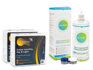 Lenjoy Monthly Day & Night (12 lęšių) + Solunate Multi-Purpose 400 ml su lęšių dėklu
