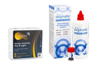 Lenjoy Monthly Day & Night (6 lęšiai) + Oxynate Peroxide 380 ml su lęšių dėklu