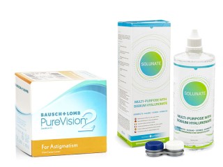 PureVision 2 for Astigmatism (6 lęšiai) + Solunate Multi-Purpose 400 ml su lęšių dėklu