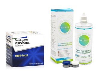 PureVision Multi-Focal (6 lęšiai) + Solunate Multi-Purpose 400 ml su lęšių dėklu