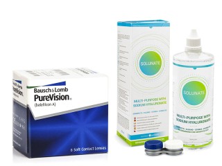 PureVision (6 lęšiai) + Solunate Multi-Purpose 400 ml su lęšių dėklu